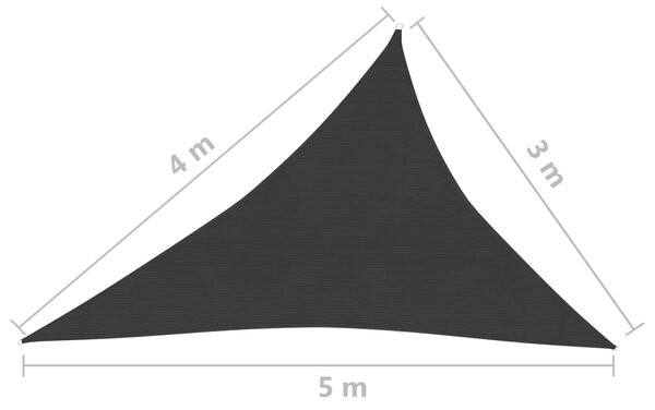 VidaXL Πανί Σκίασης Μαύρο 3 x 4 x 5 μ. από HDPE 160 γρ./μ²