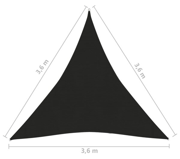 VidaXL Πανί Σκίασης Μαύρο 3,6 x 3,6 x 3,6 μ. από HDPE 160 γρ./μ²