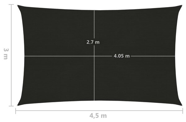 VidaXL Πανί Σκίασης Μαύρο 3 x 4,5 μ. από HDPE 160 γρ./μ²