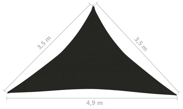 VidaXL Πανί Σκίασης Μαύρο 3,5 x 3,5 x 4,9 μ. από HDPE 160 γρ./μ²