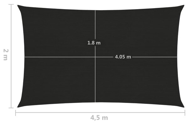 VidaXL Πανί Σκίασης Μαύρο 2 x 4,5 μ. από HDPE 160 γρ./μ²