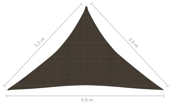 VidaXL Πανί Σκίασης Καφέ 3,5 x 3,5 x 4,9 μ. από HDPE 160 γρ./μ²