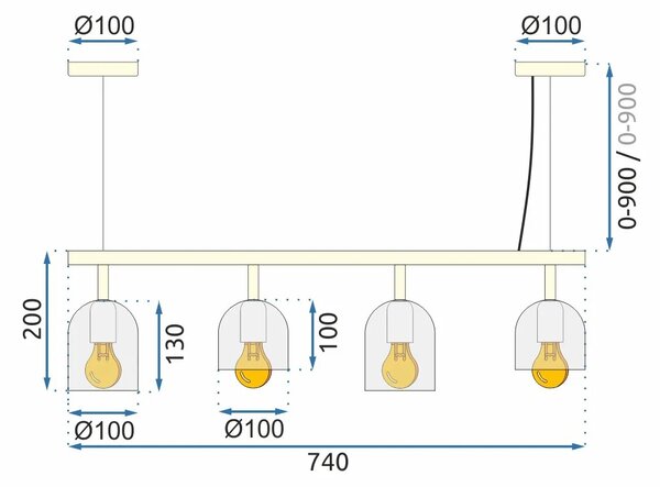 APP1030-4CP Κρεμαστό φωτιστικό Λευκό