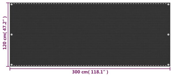 VidaXL Διαχωριστικό Βεράντας Ανθρακί 120 x 300 εκ. από HDPE