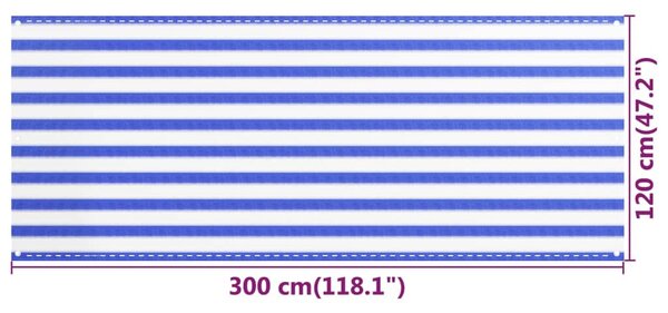 VidaXL Διαχωριστικό Βεράντας Μπλε / Λευκό 120x300 εκ. από HDPE