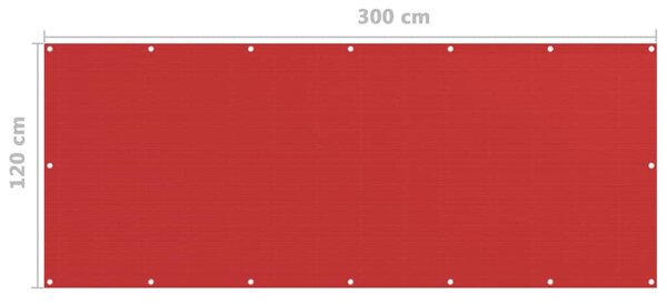 VidaXL Διαχωριστικό Βεράντας Κόκκινο 120 x 300 εκ. από HDPE