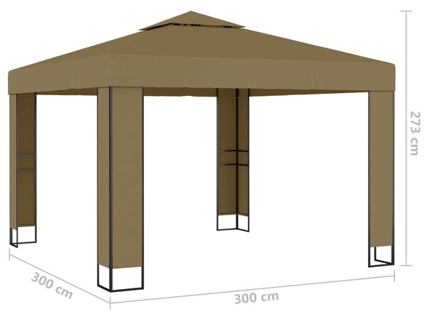 VidaXL Κιόσκι με Διπλή Οροφή Taupe 3 x 3 x 2,7 μ. 180 γρ/μ²