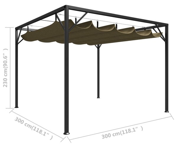 VidaXL Πέργκολα Κήπου με Πτυσσόμενη Οροφή Taupe 3 x 3 μ. 180 γρ/μ²