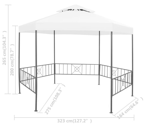 VidaXL Κιόσκι Κήπου Λευκό 323 x 275 x 265 εκ. 180 γρ./μ²