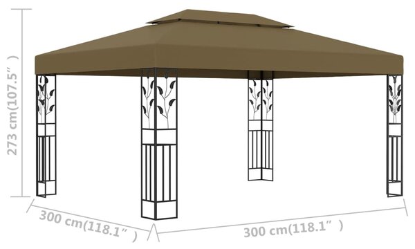 VidaXL Κιόσκι με Διπλή Οροφή Taupe 3 x 4 μ. 180 γρ/μ²