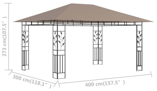 VidaXL Κιόσκι με Αντικουνουπικό Δίχτυ Taupe 4x3x2,73 μ. / 180 γρ./μ²