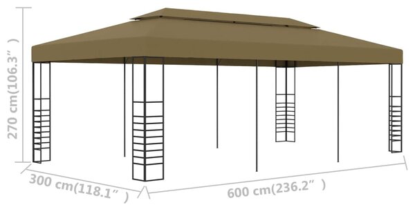 VidaXL Κιόσκι 6 x 3 x 2,7 μ. Taupe 180 γρ/μ²