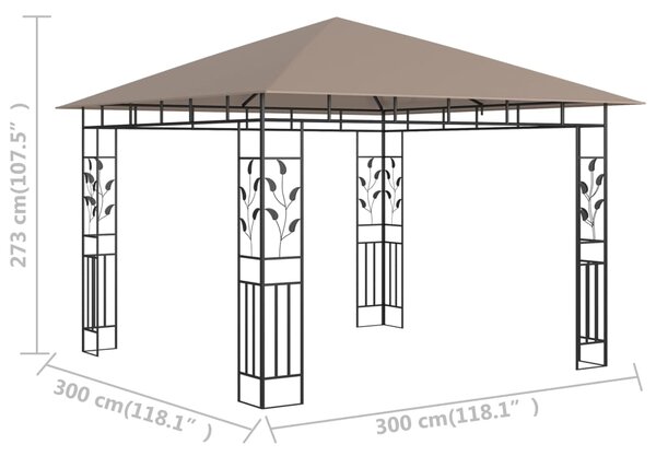 VidaXL Κιόσκι με Αντικουνουπικό Δίχτυ Taupe 3x3x2,73 μ. / 180 γρ./μ²