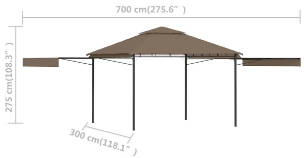 VidaXL Κιόσκι με 2 Επεκτεινόμενες Οροφές Taupe 3x3x2,75 μ. 180 γρ/μ²