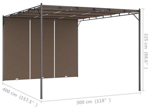 VidaXL Κιόσκι Κήπου Taupe 4 x 3 x 2,25 μ. με Πλαϊνή Κουρτίνα