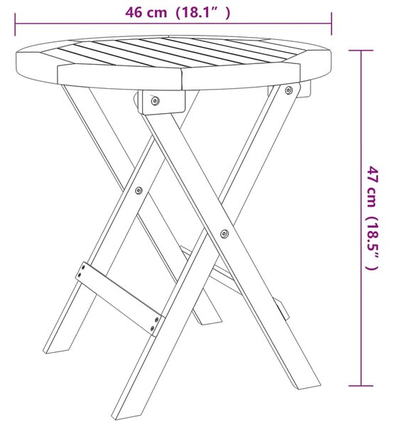 VidaXL Τραπέζι Bistro Ø46 x 47 εκ. από Μασίφ Ξύλο Ακακίας