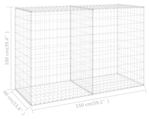 VidaXL Συρματοκιβώτιο Τοίχος 150x60x100 εκ. Γαλβαν.Χάλυβας + Καλύμματα