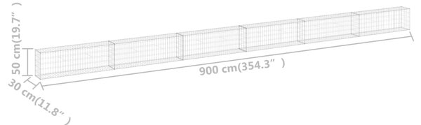 VidaXL Συρματοκιβώτιο Τοίχος 900x30x50 εκ. Γαλβαν. Χάλυβας + Καλύμματα