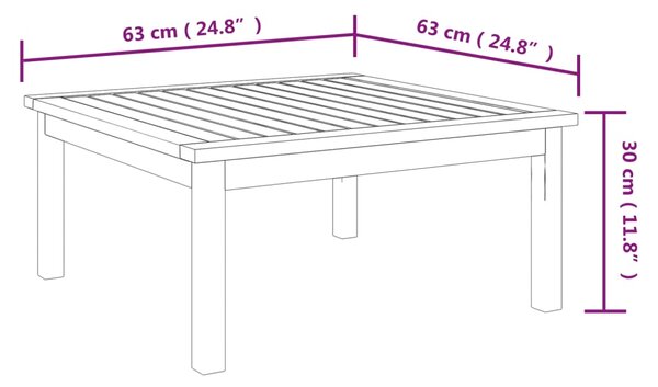 VidaXL Τραπεζάκι Σαλονιού Κήπου 63x63x30 εκ. από Μασίφ Ξύλο Ακακίας