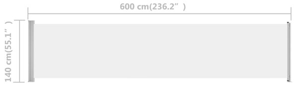 VidaXL Σκίαστρο Πλαϊνό Συρόμενο Βεράντας Κρεμ 140 x 600 εκ