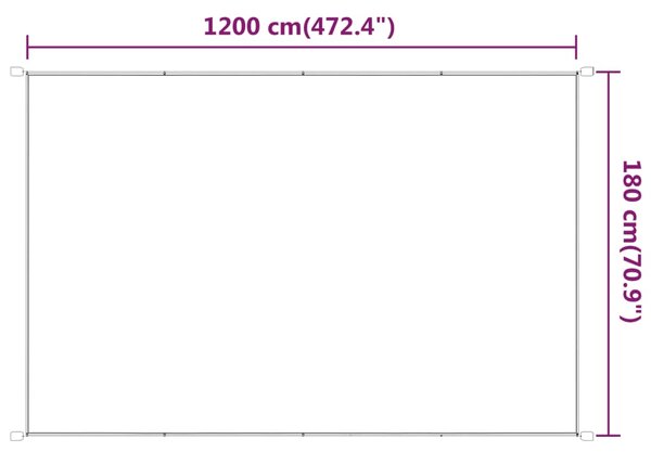 VidaXL Τέντα Κάθετη Λευκή 180 x 1200 εκ. από Ύφασμα Oxford