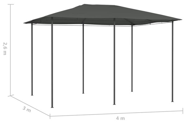 VidaXL Κιόσκι Ανθρακί 3 x 4 x 2,6 μ. 160 γρ./μ²