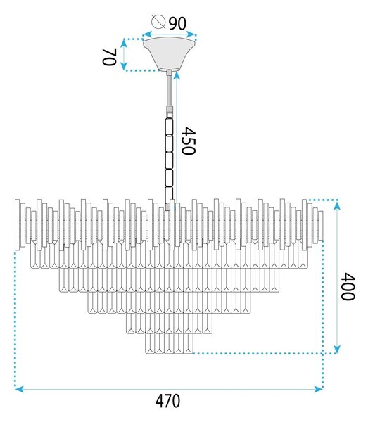 Κρεμαστό φωτιστικό με κρύσταλλα G063-CP 50cm BLACK