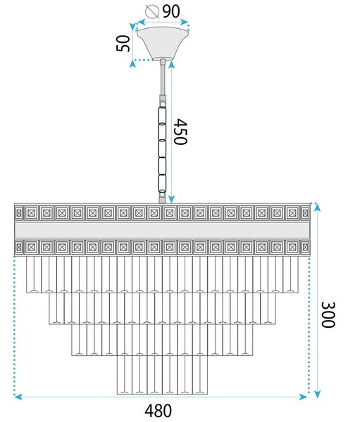 Κρεμαστό φωτιστικό με κρύσταλλα G048-CP 50CM GOLD