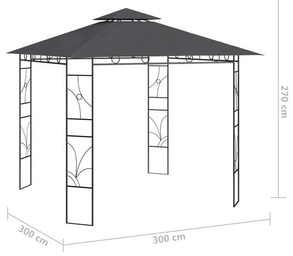 VidaXL Κιόσκι Ανθρακί 3 x 3 x 2,7 μ. 160 γρ./μ²