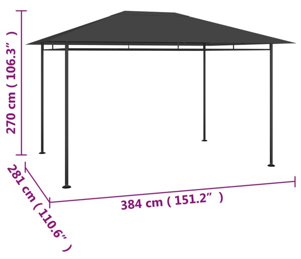 VidaXL Κιόσκι Ανθρακί 384x281x270 εκ. 180 γρ./μ²