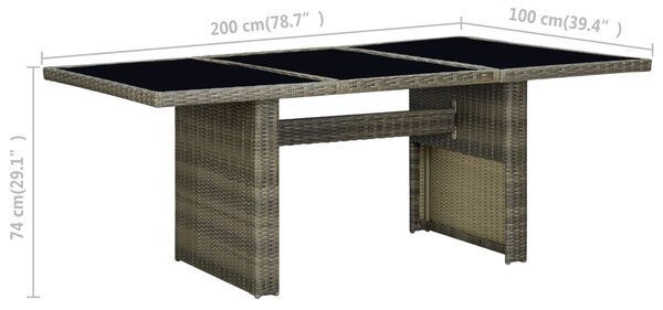 VidaXL Τραπέζι Κήπου Καφέ Συνθετικό Ρατάν / Ψημένο Γυαλί
