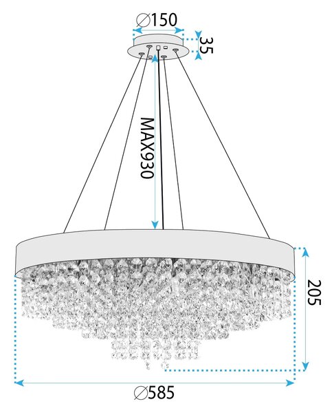 Λάμπα APP1786-16CP 60 cm Chrome