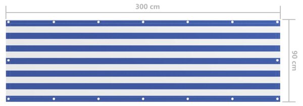 VidaXL Διαχωριστικό Βεράντας Λευκό/Μπλε 90 x 300 εκ. Ύφασμα Oxford