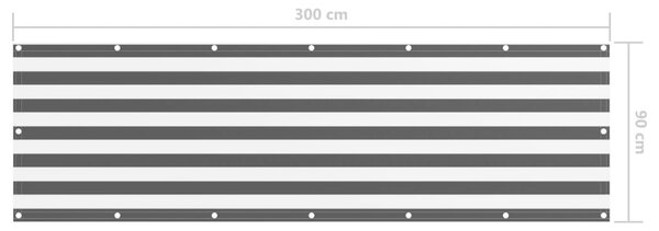 VidaXL Διαχωριστικό Βεράντας Ανθρακί/Λευκό 90 x 300 εκ. Ύφασμα Oxford