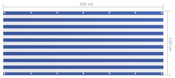 VidaXL Διαχωριστικό Βεράντας Λευκό/Μπλε 120 x 300 εκ. Ύφασμα Oxford