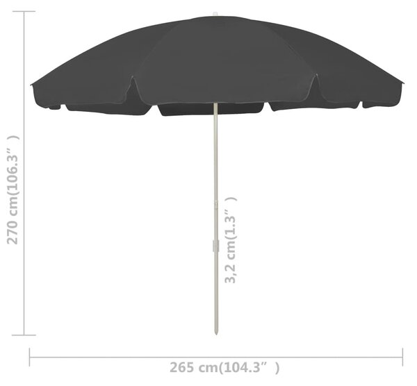 VidaXL Ομπρέλα Θαλάσσης Ανθρακί 300 εκ
