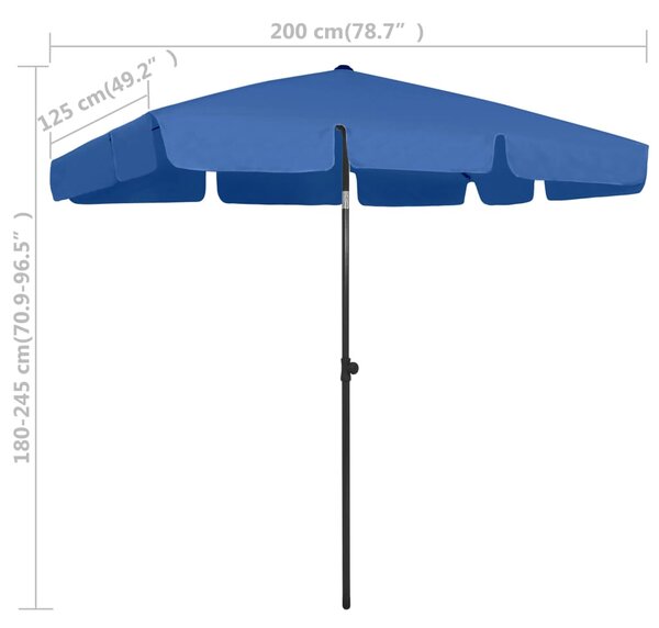 VidaXL Ομπρέλα Παραλίας Αζούρ Μπλε 200 x 125 εκ