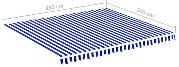 VidaXL Τεντόπανο Ανταλλακτικό Μπλε / Λευκό 4 x 3,5 μ