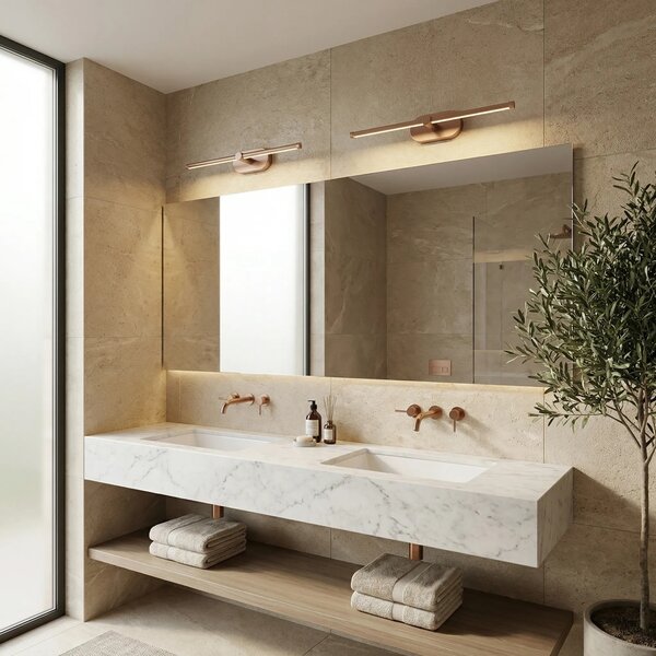 Επιτοίχο φωτιστικό μπάνιου LED APP1895-1W 40 cm BRUSH COPPER