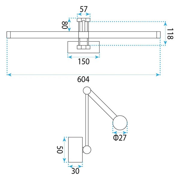 Επιτοίχο φωτιστικό μπάνιου LED APP1900-1W 60cm BRUSH GOLD