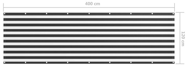 VidaXL Διαχωριστικό Βεράντας Ανθρακί/Λευκό 120 x 400 εκ. Ύφασμα Oxford