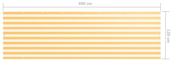 VidaXL Διαχωριστικό Βεράντας Λευκό/Κίτρινο 120 x 400 εκ. Ύφασμα Oxford