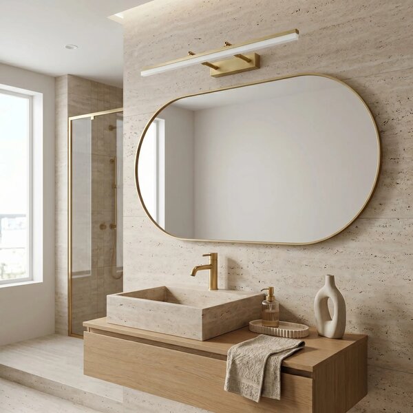 Επιτοίχο φωτιστικό μπάνιου LED APP1876-1W 60cm BRUSH GOLD