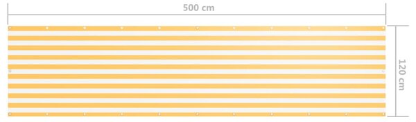 VidaXL Διαχωριστικό Βεράντας Λευκό/Κίτρινο 120 x 500 εκ. Ύφασμα Oxford