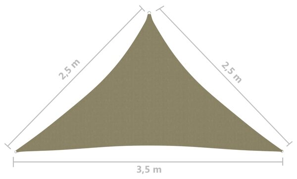 VidaXL Πανί Σκίασης Τρίγωνο Μπεζ 2,5 x 2,5 x 3,5 μ. από Ύφασμα Oxford