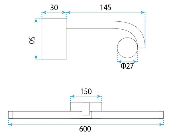 Επιτοίχο φωτιστικό μπάνιου LED APP1888-1W 60cm BLACK