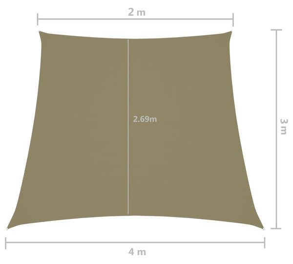 VidaXL Πανί Σκίασης Τρίγωνο Μπεζ 2/4 x 3 μ. από Ύφασμα Oxford