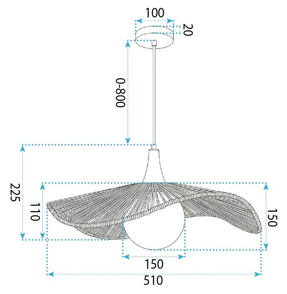 ΚΡΕΜΑΣΤΟ ΦΩΤΙΣΤΙΚΟ ΟΡΟΦΗΣ BOHO APP1932-1CP 50CM