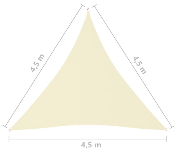 VidaXL Πανί Σκίασης Τρίγωνο Κρεμ 4,5 x 4,5 x 4,5 μ. από Ύφασμα Oxford