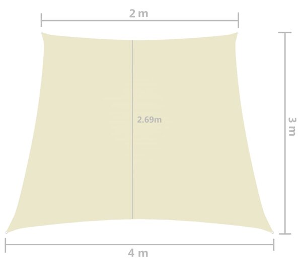 VidaXL Πανί Σκίασης Τρίγωνο Κρεμ 2/4 x 3 μ. από Ύφασμα Oxford